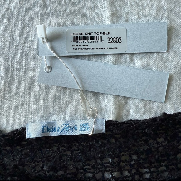 Elsie and Zoey Black Open Knit Sweater coastal boho Cottagecore OS - Picture 8 of 12